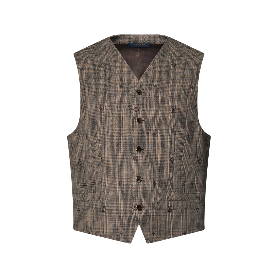 LOUIS VUITTON リバーシブルベスト $8.4k Louis Vuitton Reversible Black Damier M Rabbit Fur Vest NEW+